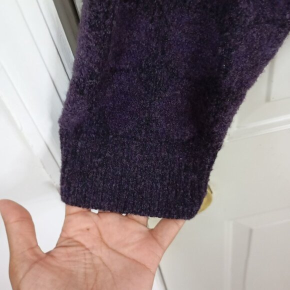 Bugatchi Uomo Sweater Men XL Purple Wool Blend Crewneck Subtle Checkered Pattern - Picture 4 of 8